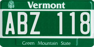 VT license plate ABZ118