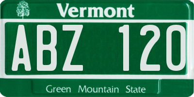 VT license plate ABZ120