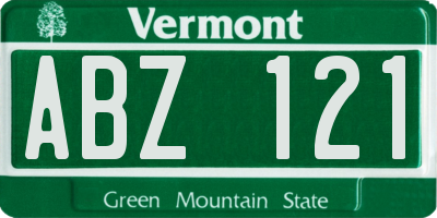 VT license plate ABZ121