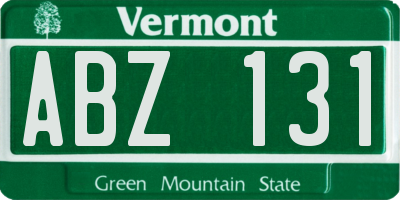 VT license plate ABZ131