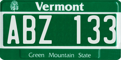 VT license plate ABZ133