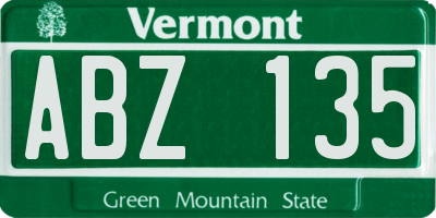 VT license plate ABZ135