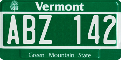 VT license plate ABZ142