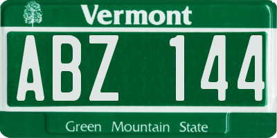 VT license plate ABZ144