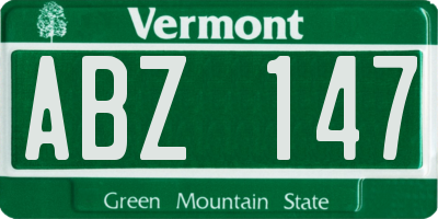 VT license plate ABZ147