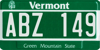 VT license plate ABZ149