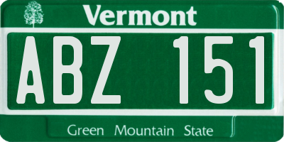 VT license plate ABZ151