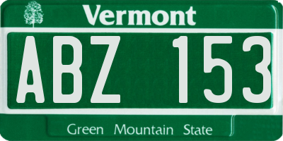 VT license plate ABZ153