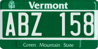 VT license plate ABZ158