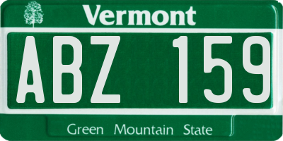 VT license plate ABZ159