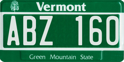 VT license plate ABZ160