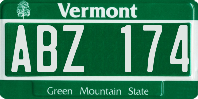 VT license plate ABZ174