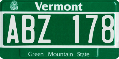 VT license plate ABZ178
