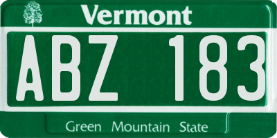 VT license plate ABZ183