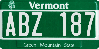 VT license plate ABZ187