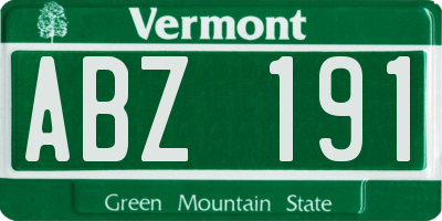 VT license plate ABZ191