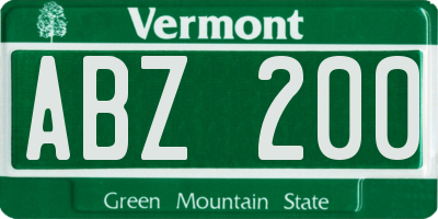 VT license plate ABZ200