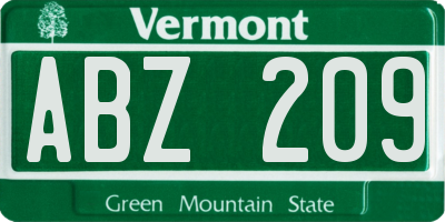 VT license plate ABZ209
