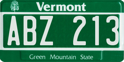 VT license plate ABZ213