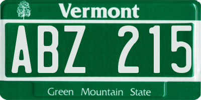 VT license plate ABZ215