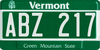 VT license plate ABZ217