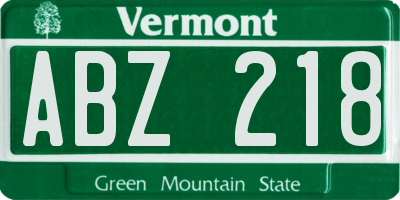 VT license plate ABZ218