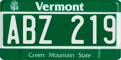 VT license plate ABZ219