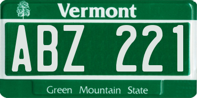VT license plate ABZ221