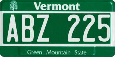 VT license plate ABZ225