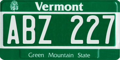 VT license plate ABZ227