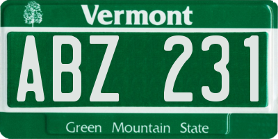 VT license plate ABZ231