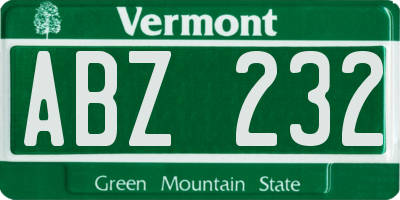 VT license plate ABZ232