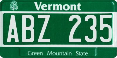 VT license plate ABZ235