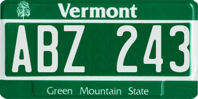 VT license plate ABZ243