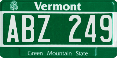 VT license plate ABZ249