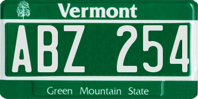 VT license plate ABZ254