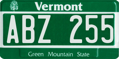 VT license plate ABZ255