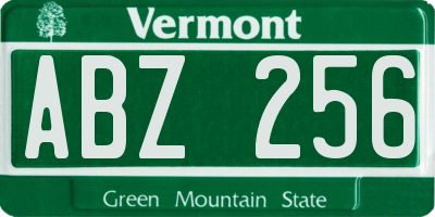 VT license plate ABZ256