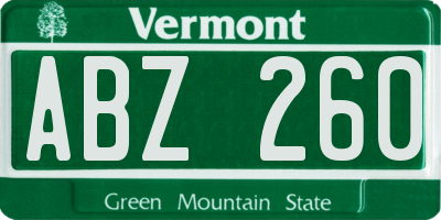 VT license plate ABZ260