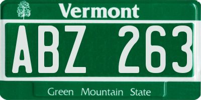 VT license plate ABZ263