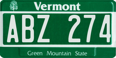 VT license plate ABZ274