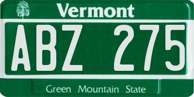 VT license plate ABZ275