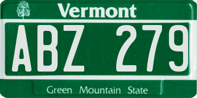 VT license plate ABZ279