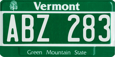 VT license plate ABZ283