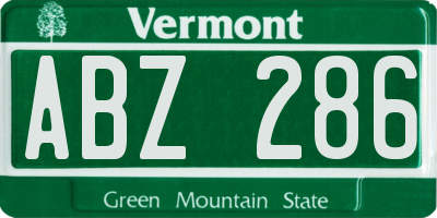 VT license plate ABZ286