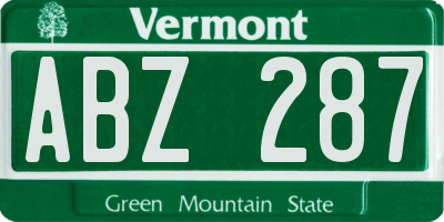 VT license plate ABZ287