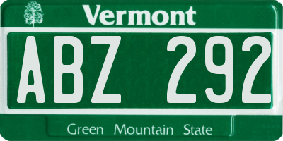 VT license plate ABZ292