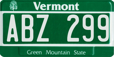 VT license plate ABZ299