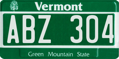 VT license plate ABZ304