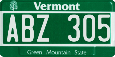 VT license plate ABZ305